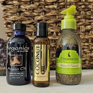 Trio of Hair Oils Macadamia, Arganics, Coconut Oil